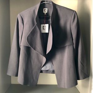 Anne Klein Cascade Lapel Jacket Blazer Gray-Size 12 NWT